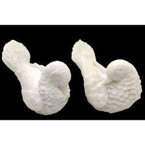 Santini Doves Italian White Alabaster Love Bird Figurines Vintage Marked Pair